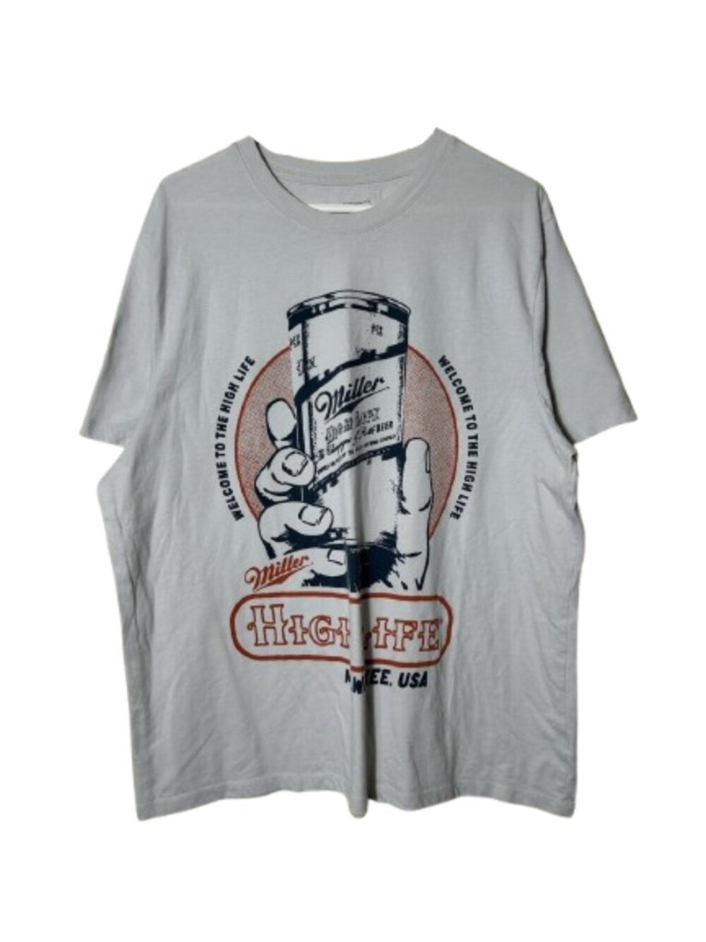 Miller High life beer graphic short sleeve t-shirt unisex XL light gray
